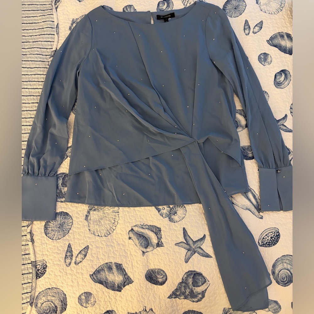 St. John Blue Embellished Blouse